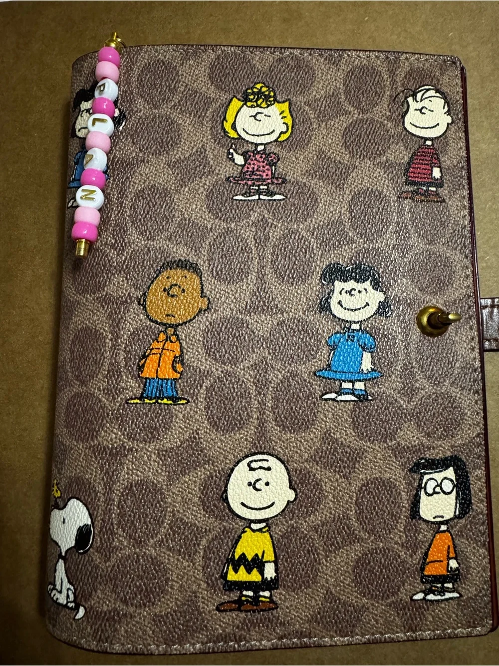 Coach Notebook Personal/A6 Binder Adapter with Beaded Charm